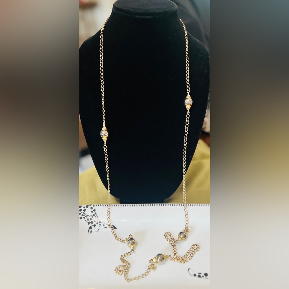 Vintage Monet long beaded station necklace